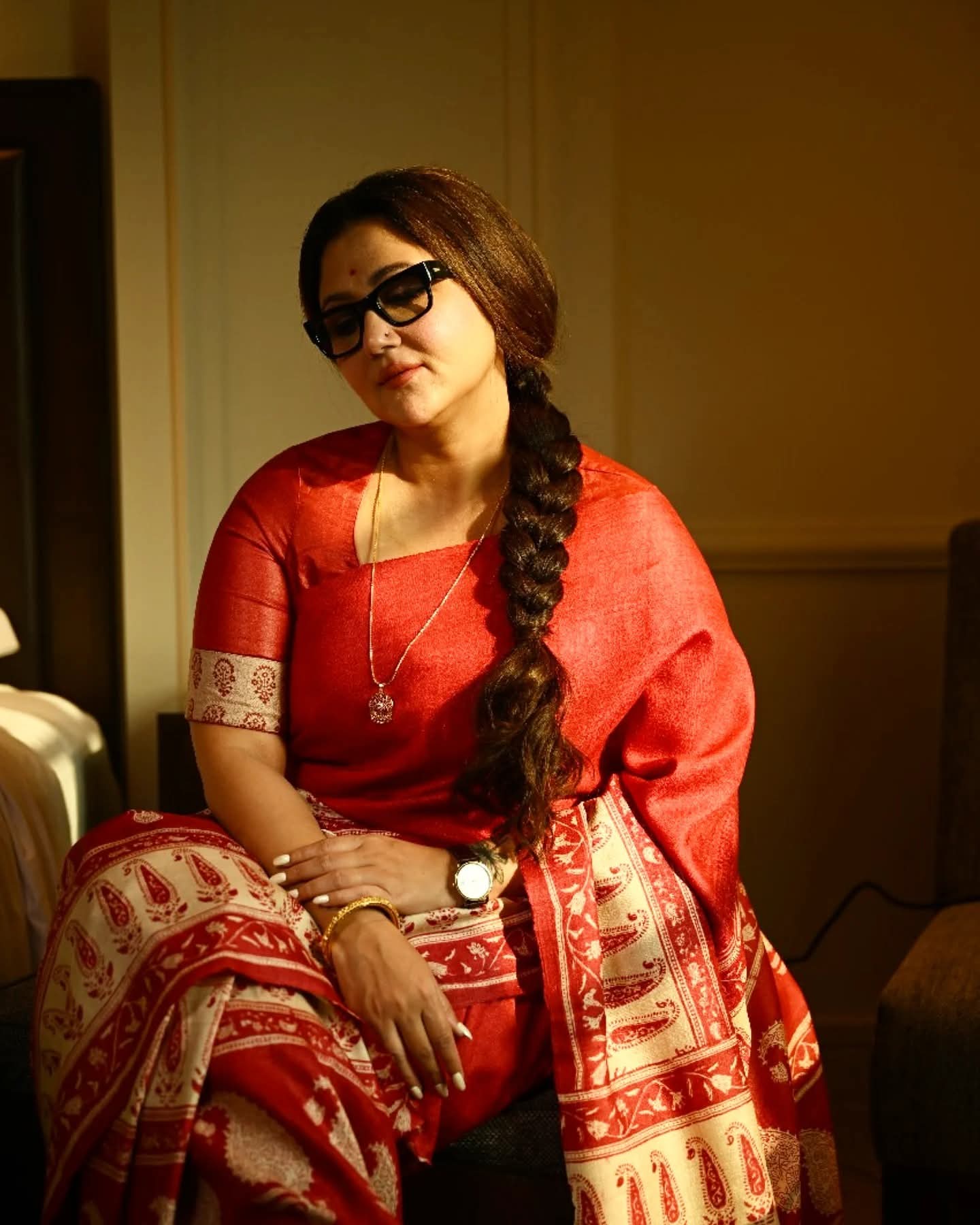 Pure Tussar Silk Saree with Traditional Red & Beige Design | Premium Handcrafted Silk Saree for Festive & Ethnic Wear